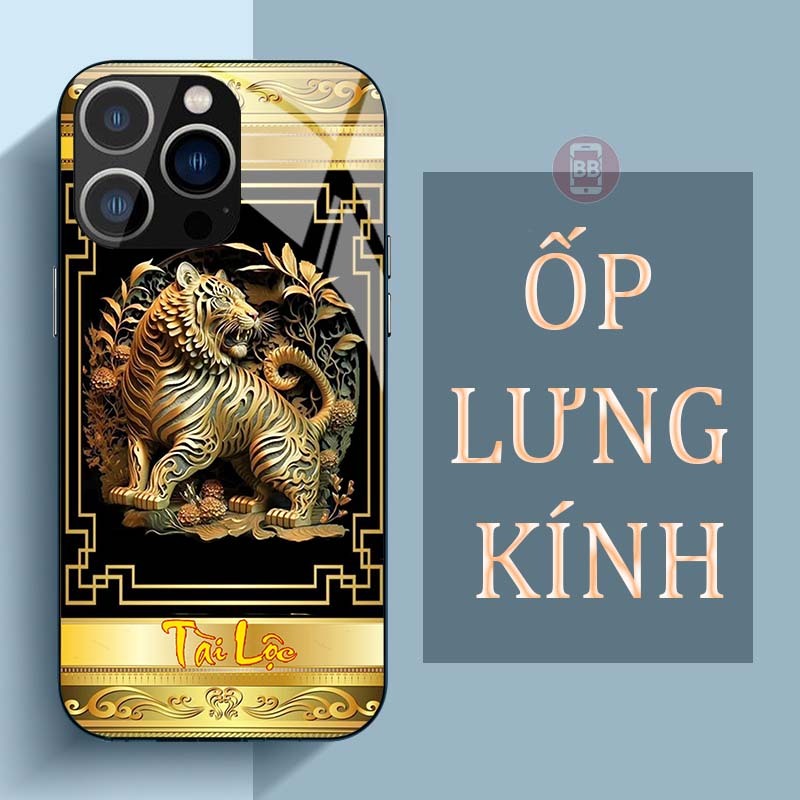 Ốp Lưng IPHONE 15, 15 PLUS, 15 PRO, 15 PROMAX Mặt Lưng Kính Cường Lực In Hình 12 con giáp Tài Lộc