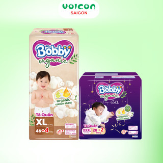 Tã quần Bobby Organic ngày & đêm siêu mỏng nhẹ, thoáng khí, chống tràn, êm dịu