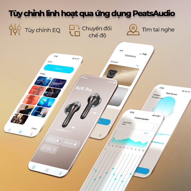 Tai nghe Bluetooth SoundPEATS Air5 Pro true wireless chống ồn âm thanh chuẩn HiFi, chống ồn, pin lâu. Bảo hành 12 tháng, | BigBuy360 - bigbuy360.vn