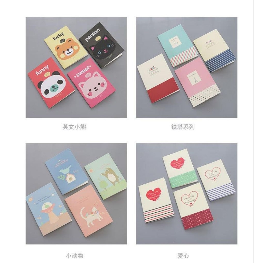 Combo 5 quyển sổ tay mini bỏ túi nhiều hình Kawaii (7x11cm)