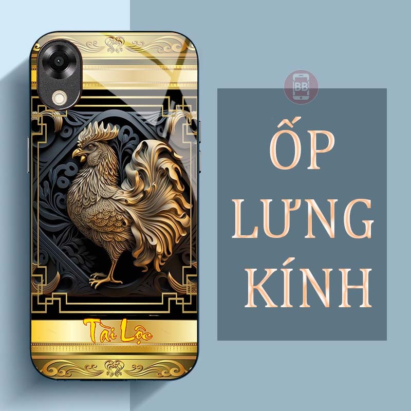 Ốp Lưng OPPO A17, A17K Mặt Lưng Kính Cường Lực In Hình 12 con giáp Tài Lộc