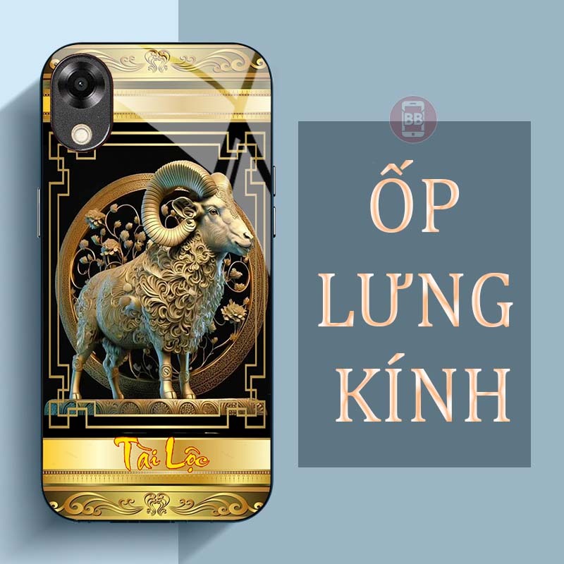 Ốp Lưng OPPO A17, A17K Mặt Lưng Kính Cường Lực In Hình 12 con giáp Tài Lộc
