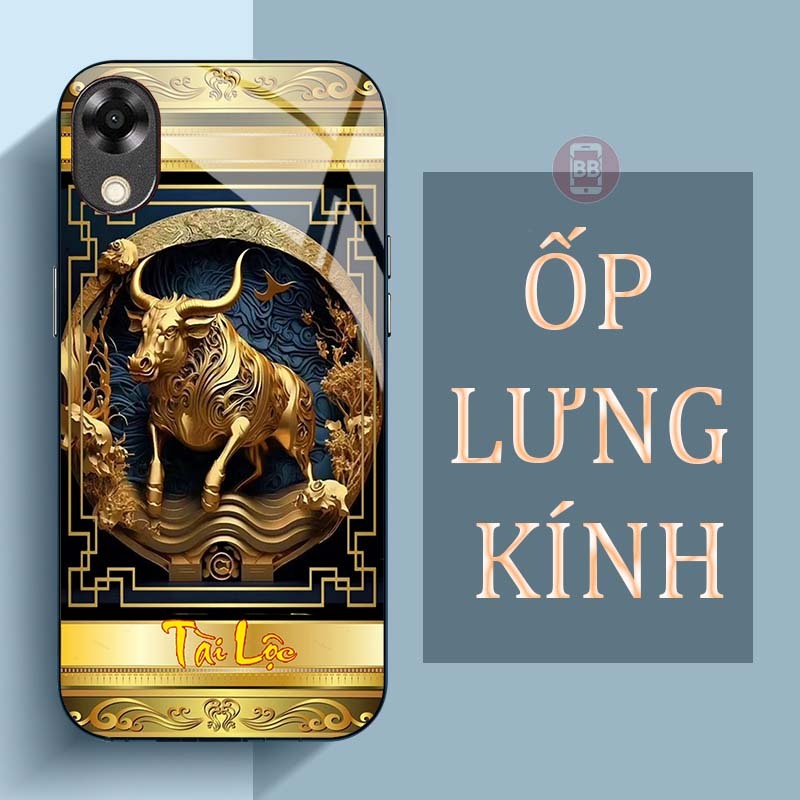 Ốp Lưng OPPO A17, A17K Mặt Lưng Kính Cường Lực In Hình 12 con giáp Tài Lộc