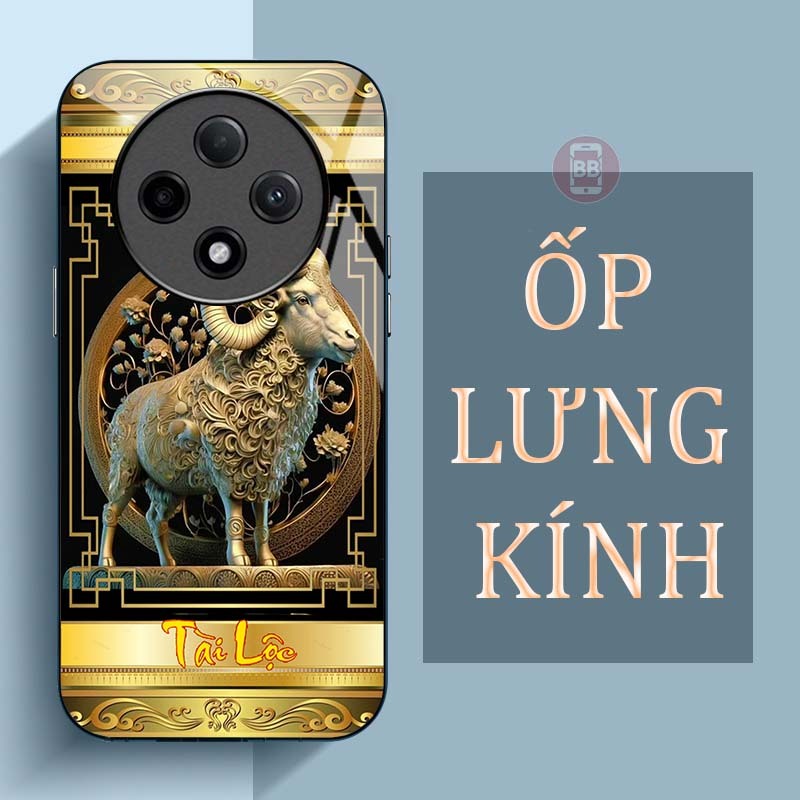 Ốp Lưng OPPO RENO 12F 5G Mặt Lưng Kính Cường Lực In Hình 12 con giáp Tài Lộc