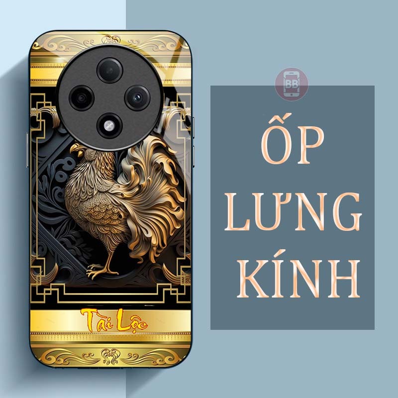 Ốp Lưng OPPO RENO 12F 5G Mặt Lưng Kính Cường Lực In Hình 12 con giáp Tài Lộc