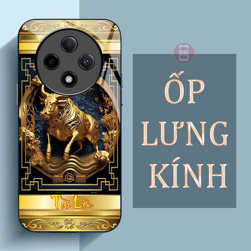 Ốp Lưng OPPO RENO 12F 5G Mặt Lưng Kính Cường Lực In Hình 12 con giáp Tài Lộc