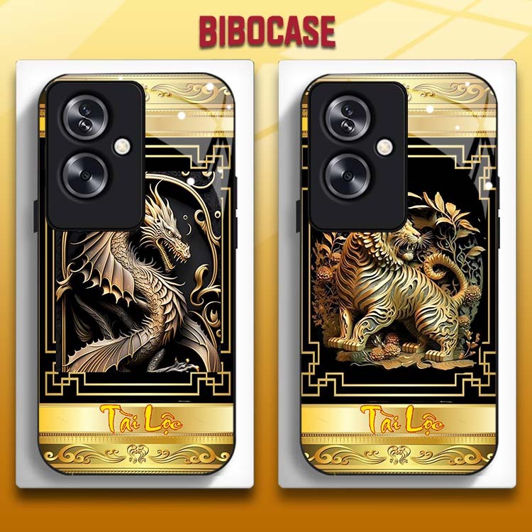 Ốp Lưng OPPO A79 5G Mặt Lưng Kính Cường Lực In Hình 12 con giáp Tài Lộc