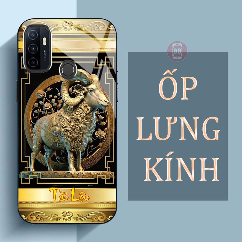 Ốp Lưng OPPO A53 Mặt Lưng Kính Cường Lực In Hình 12 con giáp Tài Lộc