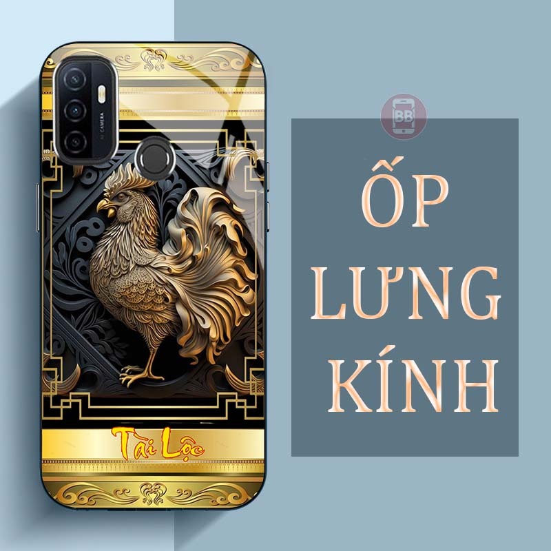 Ốp Lưng OPPO A53 Mặt Lưng Kính Cường Lực In Hình 12 con giáp Tài Lộc