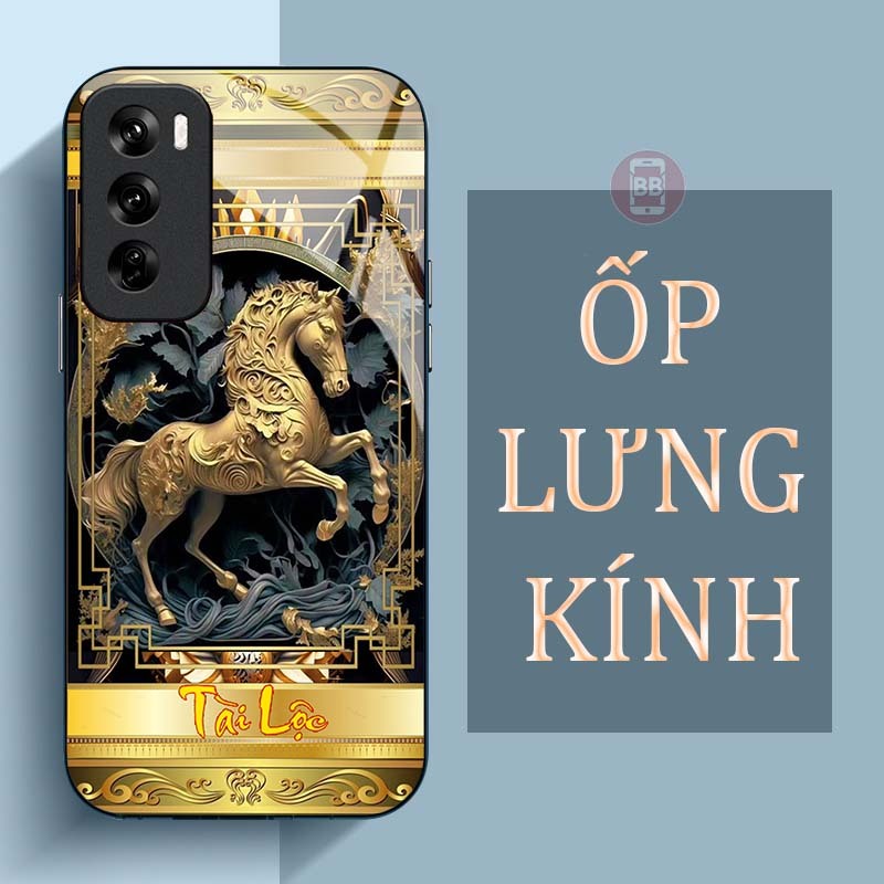 Ốp Lưng OPPO RENO 12 5G, RENO 12 PRO 5G Mặt Lưng Kính Cường Lực In Hình 12 con giáp Tài Lộc