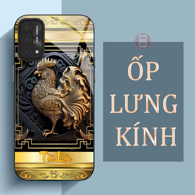 Ốp Lưng OPPO A54, A55, A74, A94, A95 4G Mặt Lưng Kính Cường Lực In Hình 12 con giáp Tài Lộc