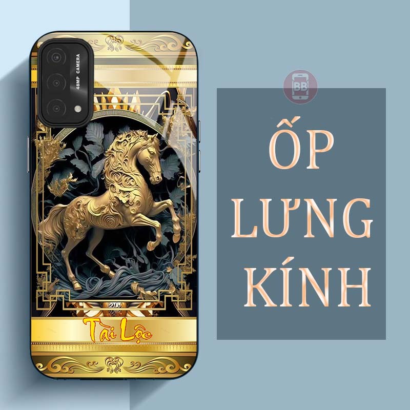Ốp Lưng OPPO A54, A55, A74, A94, A95 4G Mặt Lưng Kính Cường Lực In Hình 12 con giáp Tài Lộc