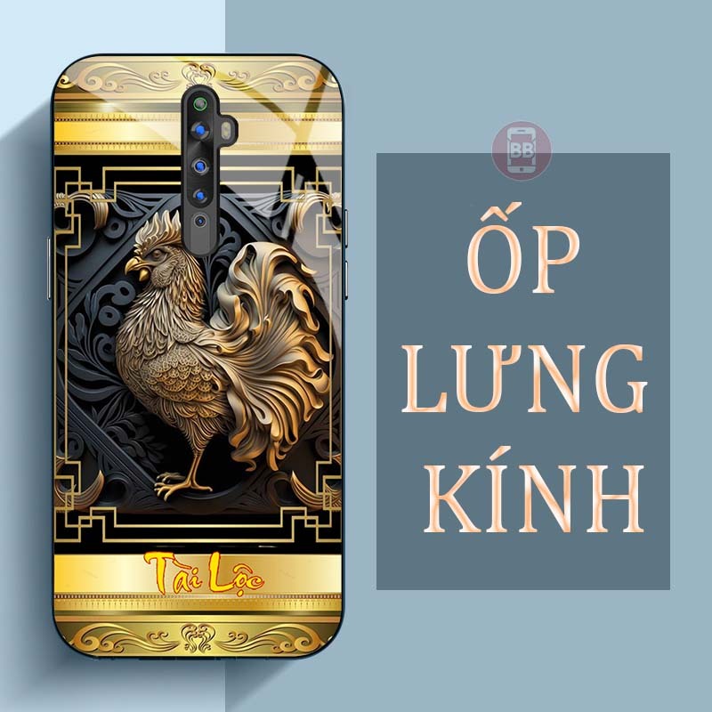 Ốp Lưng OPPO RENO 2F Mặt Lưng Kính Cường Lực In Hình 12 con giáp Tài Lộc