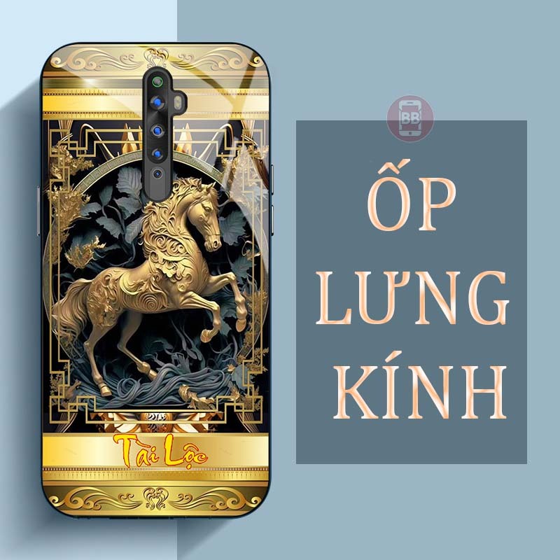 Ốp Lưng OPPO RENO 2F Mặt Lưng Kính Cường Lực In Hình 12 con giáp Tài Lộc