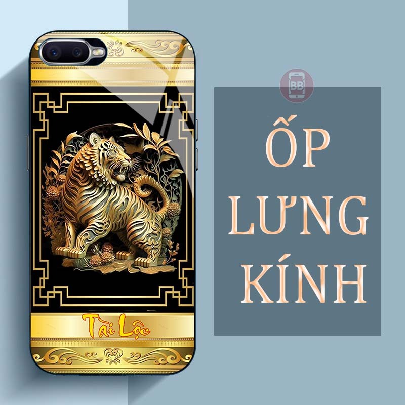 Ốp Lưng OPPO A3S, A5 Mặt Lưng Kính Cường Lực In Hình 12 con giáp Tài Lộc