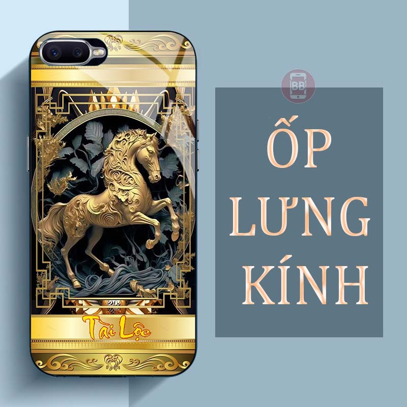Ốp Lưng OPPO A3S, A5 Mặt Lưng Kính Cường Lực In Hình 12 con giáp Tài Lộc