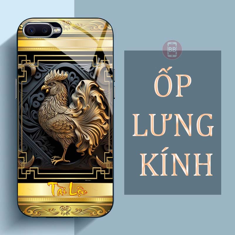 Ốp Lưng OPPO A3S, A5 Mặt Lưng Kính Cường Lực In Hình 12 con giáp Tài Lộc