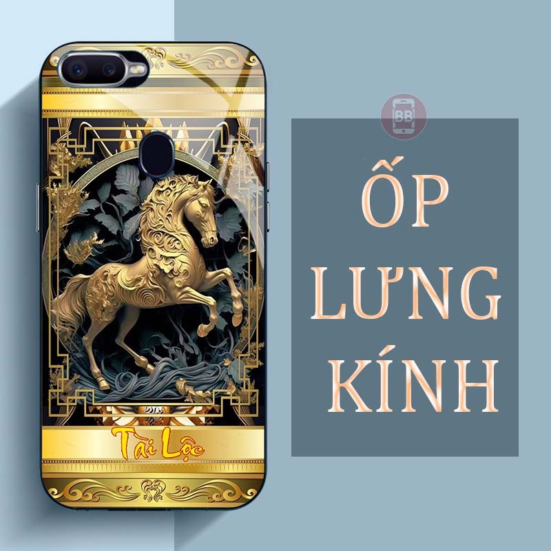 Ốp Lưng OPPO A5S, F9, A7, A12 Mặt Lưng Kính Cường Lực In Hình 12 con giáp Tài Lộc