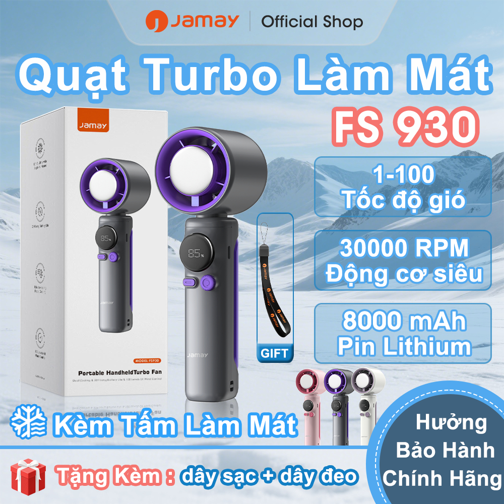 JAMAY Quạt làm mát cầm tay tốc độ cao ngoài trời có Sò lạnh 8000mAh Tuổi thọ pin dài quạt Turbo 22h sử dụng FS930 B | BigBuy360 - bigbuy360.vn