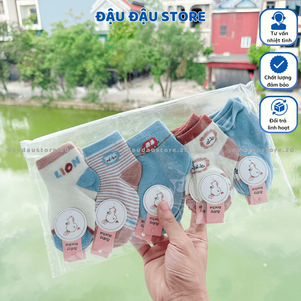 Sét 10 Đôi Tất Len Cho Bé Sơ Sinh Chất Len Mềm Mịn Dày Dặn Cho Bé Sơ Sinh 0-12 tháng - Đậu Đậu Store