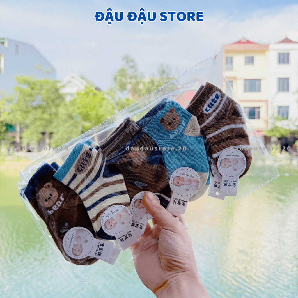 Sét 10 Đôi Tất Len Cho Bé Sơ Sinh Chất Len Mềm Mịn Dày Dặn Cho Bé Sơ Sinh 0-12 tháng - Đậu Đậu Store