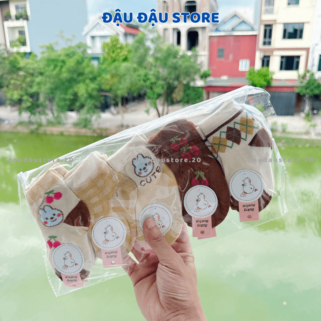 Sét 10 Đôi Tất Len Cho Bé Sơ Sinh Chất Len Mềm Mịn Dày Dặn Cho Bé Sơ Sinh 0-12 tháng - Đậu Đậu Store