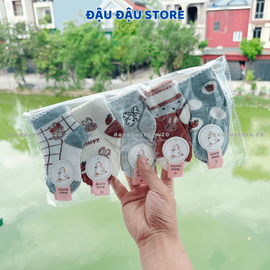 Sét 10 Đôi Tất Len Cho Bé Sơ Sinh Chất Len Mềm Mịn Dày Dặn Cho Bé Sơ Sinh 0-12 tháng - Đậu Đậu Store