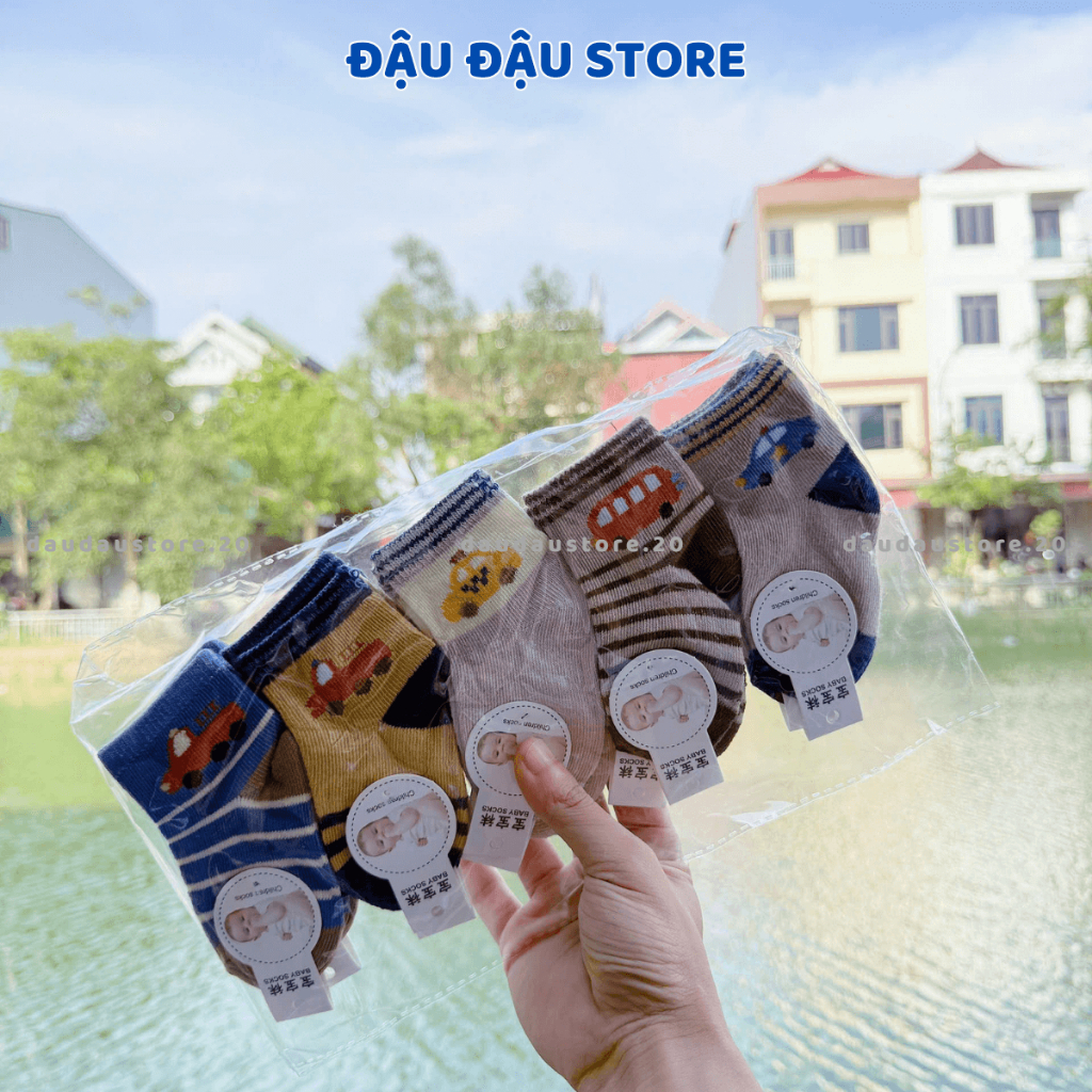 Sét 10 Đôi Tất Len Cho Bé Sơ Sinh Chất Len Mềm Mịn Dày Dặn Cho Bé Sơ Sinh 0-12 tháng - Đậu Đậu Store