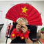 Quạt cờ đỏ sao vàng cán gỗ