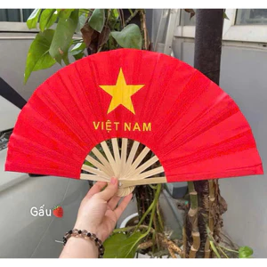 Quạt cờ đỏ sao vàng cán gỗ