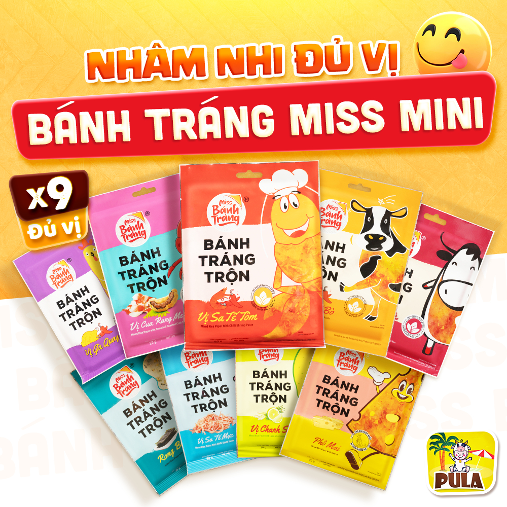 Combo 9 vị | Bánh Tráng Miss Mini Tiệm nhà Pula | Bánh Tráng Trộn Gói ...