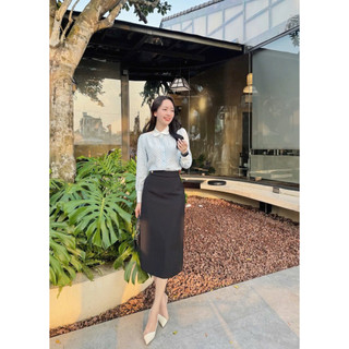 Áo sơ mi tơ phối cổ sen , hàng thiết kế đẹp Cá thu shop