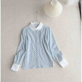 Áo sơ mi tơ phối cổ sen , hàng thiết kế đẹp Cá thu shop