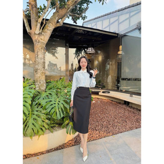 Áo sơ mi tơ phối cổ sen , hàng thiết kế đẹp Cá thu shop