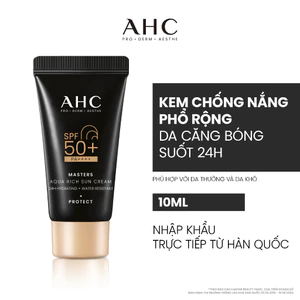Kem Chống Nắng AHC Phổ Rộng căng mướt da suốt 24H Masters Aqua Rich Sun Cream 10ml