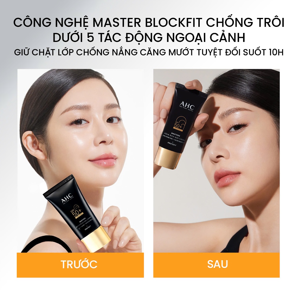 [HB gift] Kem Chống Nắng AHC Phổ Rộng căng mướt da suốt 24H Masters Aqua Rich Sun Cream 10ml
