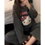 Set Bộ Nỉ Hello Kitty Thêu Xù Màu Xám. Bộ Đồ Nữ Dài Tay From Rộng Dễ Thương Phong Cách Hàn Quốc Ulzzang