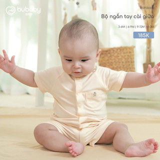BuBaby BSR130206 Bộ ngắn tay cài giữa cao cấp cho bé trai và bé gái, chất liệu mềm mại, mỏng nhẹ, thoáng mát, an toàn