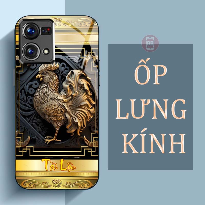 Ốp Lưng OPPO RENO 8 4G, RENO 8Z 5G, RENO 8 5G Mặt Lưng Kính Cường Lực In Hình 12 con giáp Tài Lộc