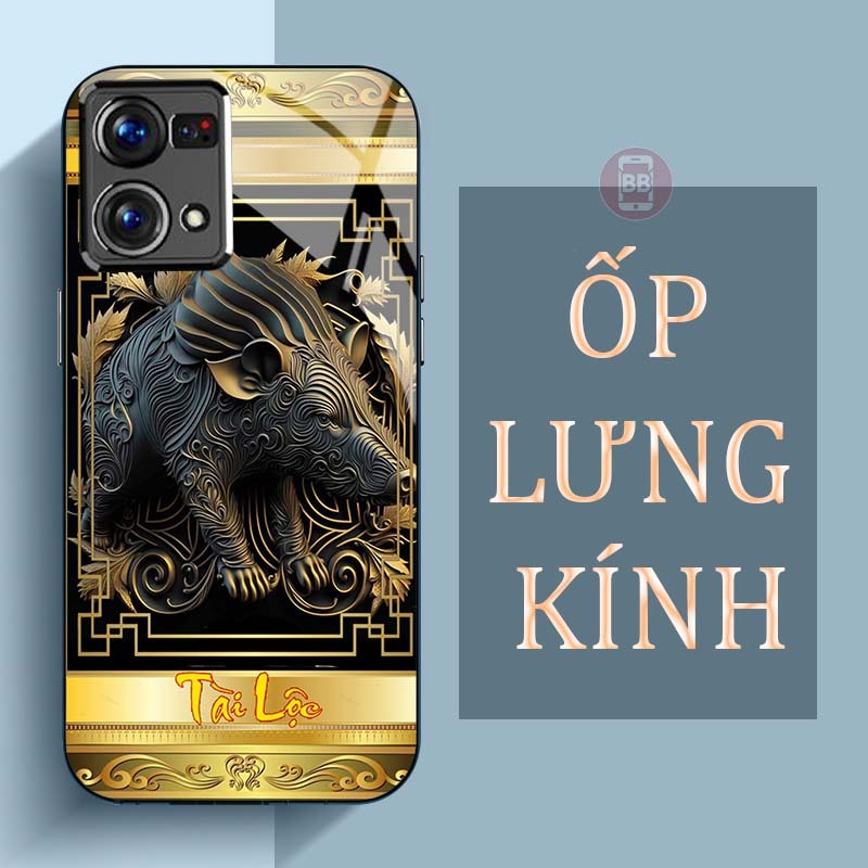 Ốp Lưng OPPO RENO 8 4G, RENO 8Z 5G, RENO 8 5G Mặt Lưng Kính Cường Lực In Hình 12 con giáp Tài Lộc