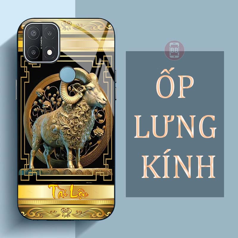 Ốp Lưng OPPO A15, A15S Mặt Lưng Kính Cường Lực In Hình 12 con giáp Tài Lộc