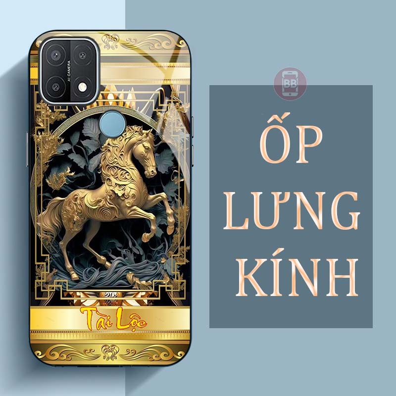 Ốp Lưng OPPO A15, A15S Mặt Lưng Kính Cường Lực In Hình 12 con giáp Tài Lộc