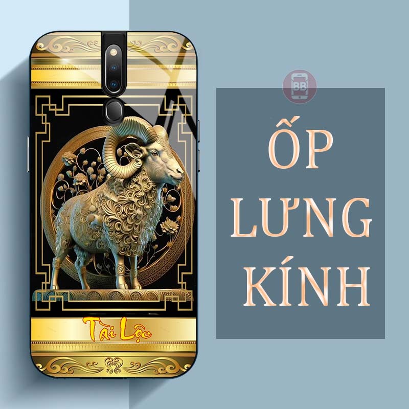 Ốp Lưng OPPO F11, F11 PRO Mặt Lưng Kính Cường Lực In Hình 12 con giáp Tài Lộc