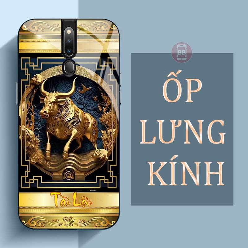 Ốp Lưng OPPO F11, F11 PRO Mặt Lưng Kính Cường Lực In Hình 12 con giáp Tài Lộc