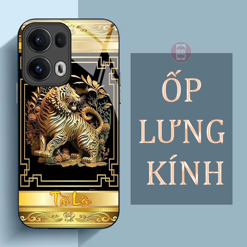 Ốp Lưng OPPO RENO 13 5G, RENO 13F 5G Mặt Lưng Kính Cường Lực In Hình 12 con giáp Tài Lộc