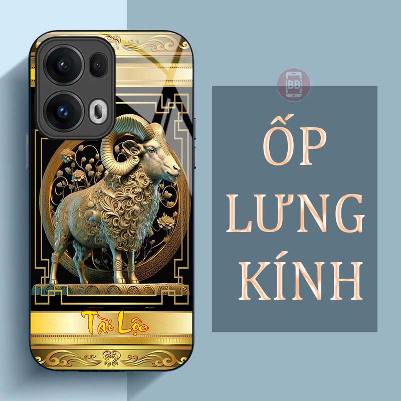 Ốp Lưng OPPO RENO 13 5G, RENO 13F 5G Mặt Lưng Kính Cường Lực In Hình 12 con giáp Tài Lộc