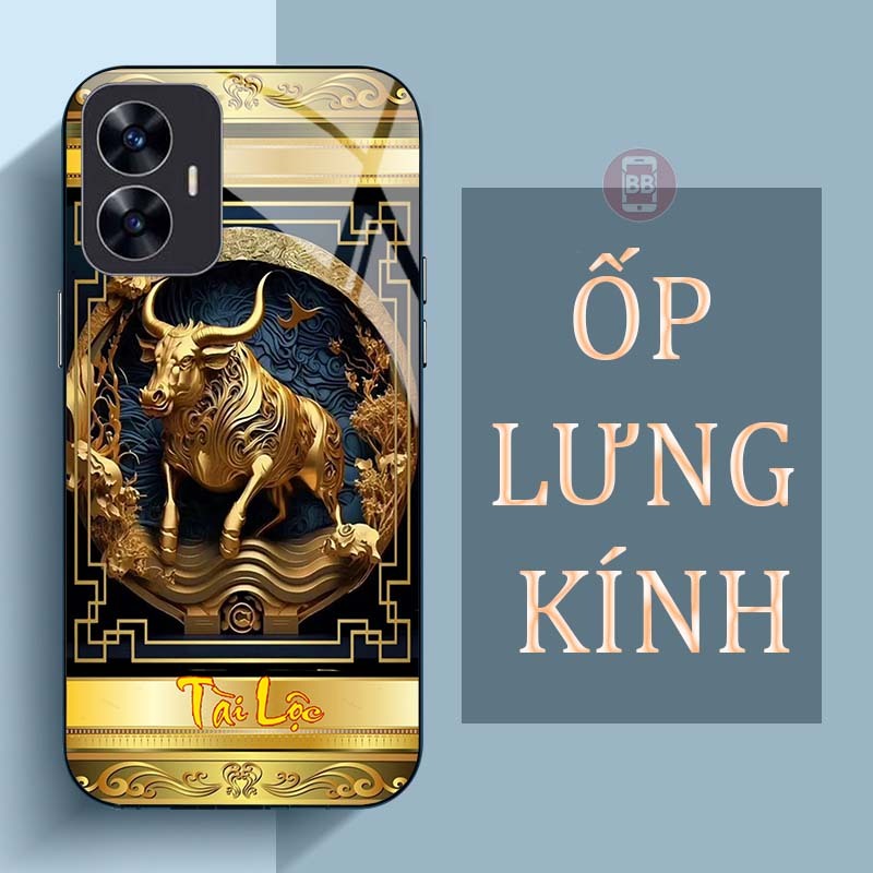 Ốp Lưng REALME C55 Mặt Lưng Kính Cường Lực In Hình 12 con giáp Tài Lộc
