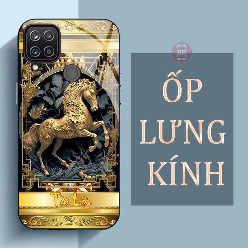 Ốp Lưng REALME C12, C15, C20, C21, C21Y, C25Y, C25, C25S Mặt Lưng Kính Cường Lực In Hình 12 con giáp Tài Lộc
