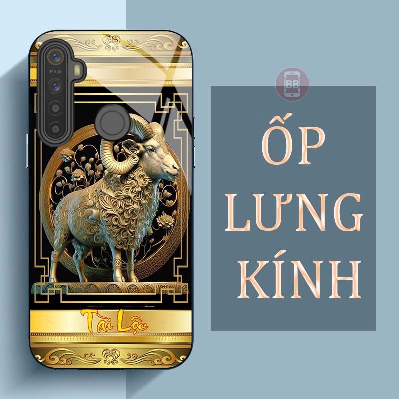 Ốp Lưng REALME Q, C3, 5, 5I, 5 PRO Mặt Lưng Kính Cường Lực In Hình 12 con giáp Tài Lộc