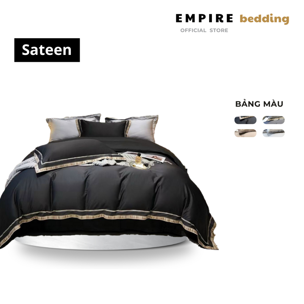 Bộ chăn ga 5 món Sateen 120s Empire cao cấp khách sạn bo chun drap giường - EMPIRE | Bedding & Decor